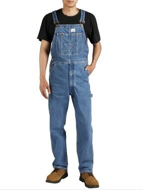 Hisea Men's 30x30 Classic Blue Denim Bib Overalls Coveralls Workwear Stonewash